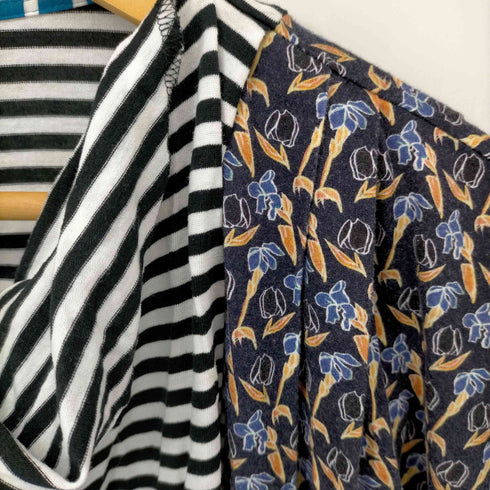 ポールスミス Paul Smith ボーダーフラワー切替半袖Tシャツワンピース レディース import:M