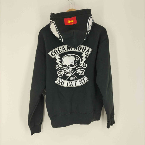 クリームソーダ CREAM SODA バックプリント ビックシルエット ジップアップ パーカー フーディー メンズ JPN:L