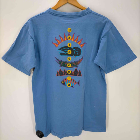 パタゴニア patagonia 90S USA製 雪無しタグ バックプリントイラスト クルーネック半袖Tシャツ メンズ import:M