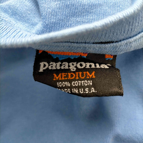 パタゴニア patagonia 90S USA製 雪無しタグ バックプリントイラスト クルーネック半袖Tシャツ メンズ import:M
