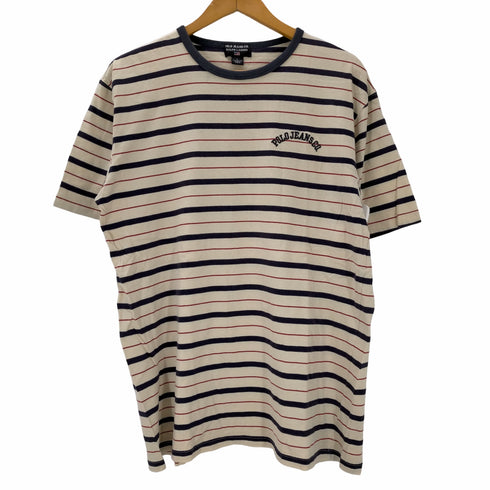ポロジーンズカンパニーラルフローレン POLO JEANS COMPANY RALPH LAUREN 刺繍ロゴ ボーダー柄 クルーネックTシャツ メンズ import:L