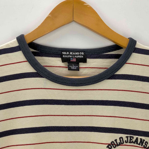 ポロジーンズカンパニーラルフローレン POLO JEANS COMPANY RALPH LAUREN 刺繍ロゴ ボーダー柄 クルーネックTシャツ メンズ import:L