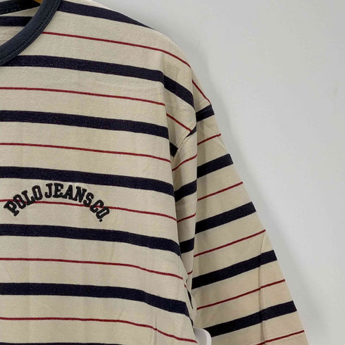 ポロジーンズカンパニーラルフローレン POLO JEANS COMPANY RALPH LAUREN 刺繍ロゴ ボーダー柄 クルーネックTシャツ メンズ import:L