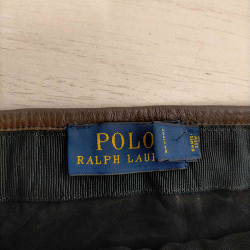 ポロラルフローレン POLO RALPH LAUREN レザーパイピング プリーツ ミニスカート レディース 0