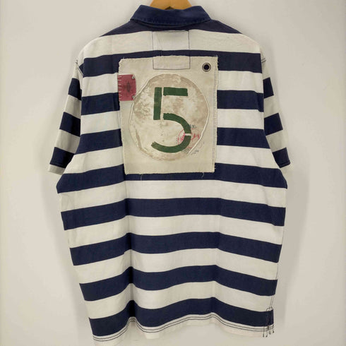 ポロバイラルフローレン Polo by RALPH LAUREN Exclusive of Decoration リメイク 刺繍 ボーダー ポロシャツ メンズ import:L
