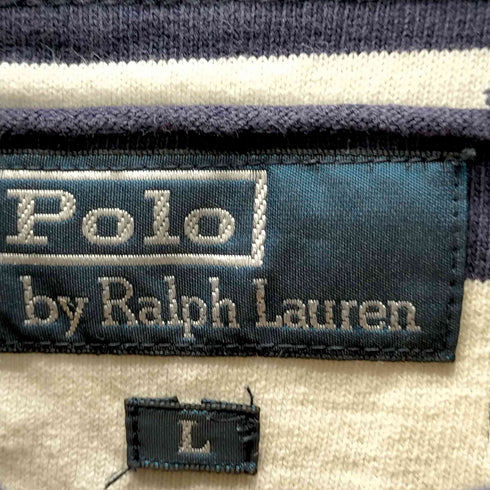 ポロバイラルフローレン Polo by RALPH LAUREN Exclusive of Decoration リメイク 刺繍 ボーダー ポロシャツ メンズ import:L