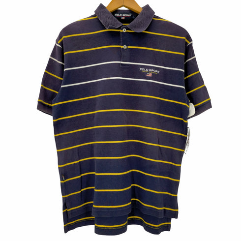 ポロスポーツラルフローレン POLO SPORT RALPH LAUREN 90S ロゴ刺繍 ボーダー柄 半袖ポロシャツ メンズ import:L