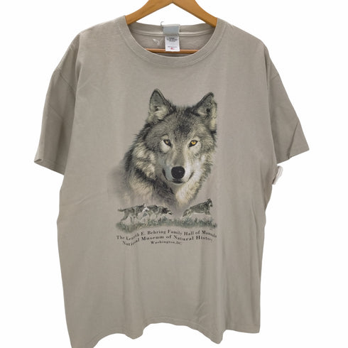 Smithsonian Institution 狼 アニマルデザイン クルーネック半袖Tシャツ メンズ import:XL