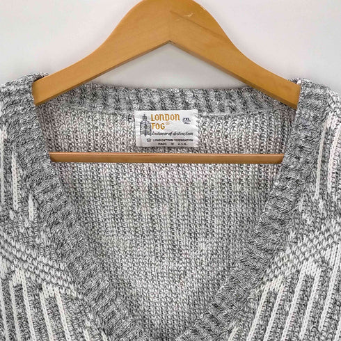 ロンドンフォグ LONDON FOG USA製 Vネック 総柄 ニット メンズ import:XXL