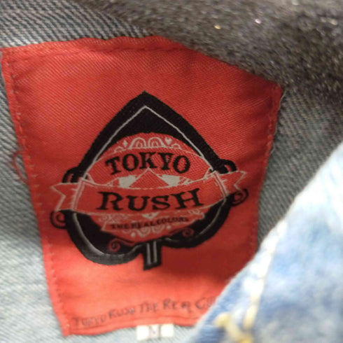 TOKYO RUSH ワッペンデザイン ダメージデニムジャケット メンズ import:M