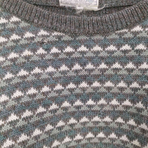 英国製 PURE BRITISH WOOL 柄切替 ウール クルーネックニット メンズ