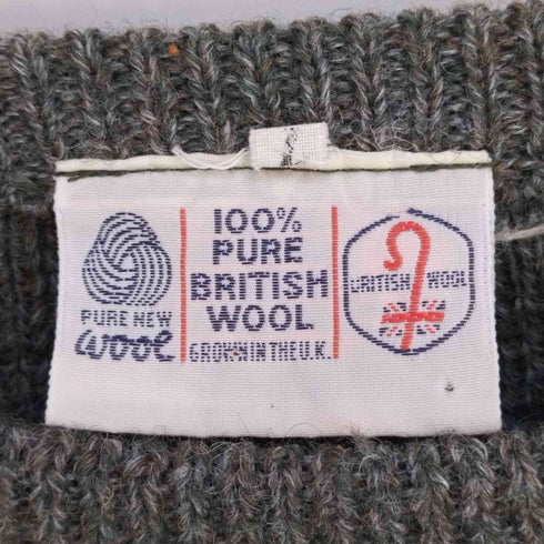 英国製 PURE BRITISH WOOL 柄切替 ウール クルーネックニット メンズ