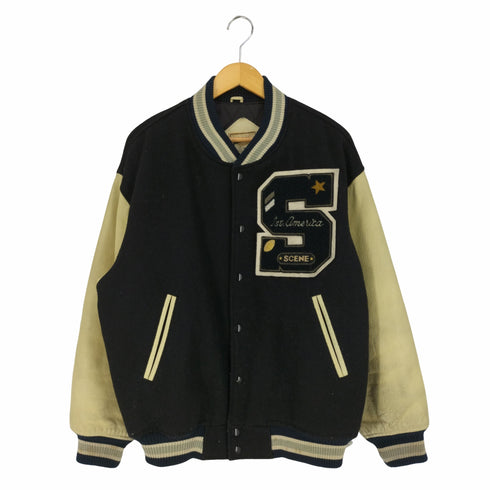 シーン SCENE 裏キルティング ロゴワッペン ウール レザー スタジャン メンズ import:L