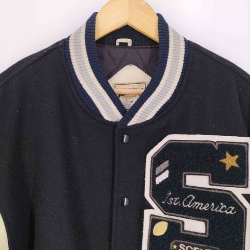 シーン SCENE 裏キルティング ロゴワッペン ウール レザー スタジャン メンズ import:L