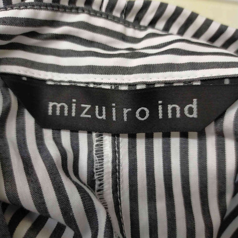 ミズイロインド mizuiro ind ストライプ フード付きショートプルオーバー レディース