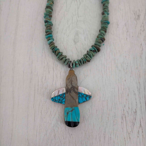 ナバホ NAVAJO ターコイズ ナゲット バードトップ ネックレス メンズ