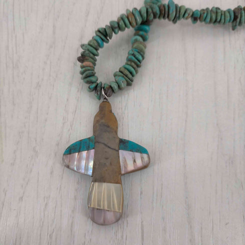 ナバホ NAVAJO ターコイズ ナゲット バードトップ ネックレス メンズ