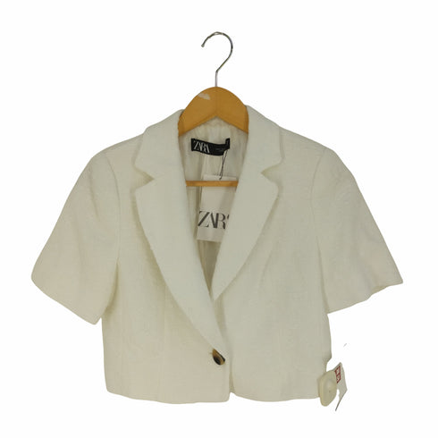 ザラ ZARA クロップド丈 ツイードジャケット レディース import:S