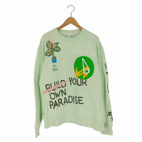 ザラ ZARA TEXTURED PRINT SWEATSHIRT テクスチャードプリント クルーネックスウェット メンズ import:M