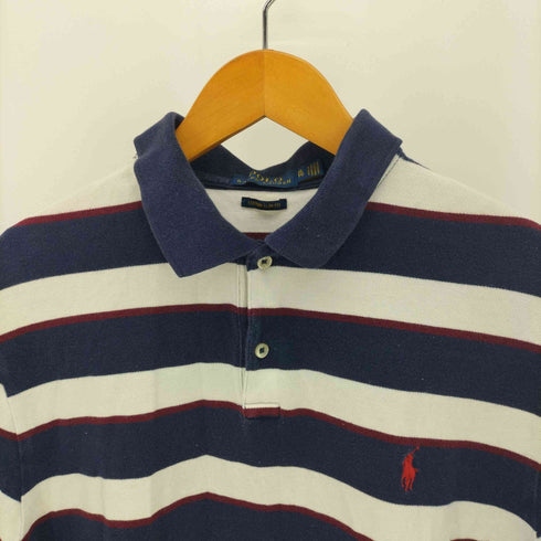 ポロラルフローレン POLO RALPH LAUREN CUSTOM SLIM FIT ボーダー柄スモールポニーポロシャツ メンズ import:XL