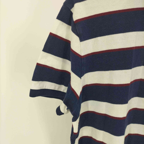 ポロラルフローレン POLO RALPH LAUREN CUSTOM SLIM FIT ボーダー柄スモールポニーポロシャツ メンズ import:XL