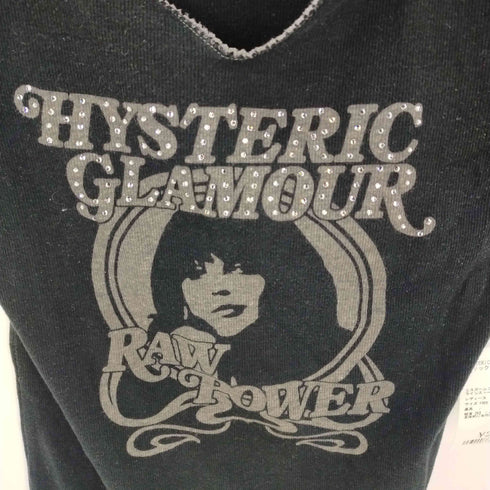 ヒステリックグラマー HYSTERIC GLAMOUR ヒスガールプリント VネックニットTシャツ ラインストーン レディース FREE