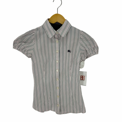 バーバリーブルーレーベル BURBERRY BLUE LABEL ホースロゴ刺繍ストライプS/Sシャツ レディース 36