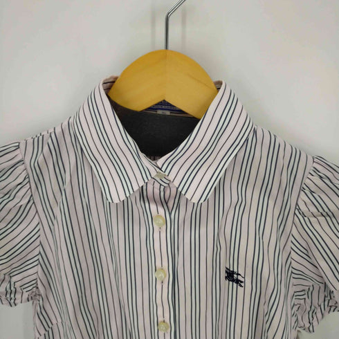 バーバリーブルーレーベル BURBERRY BLUE LABEL ホースロゴ刺繍ストライプS/Sシャツ レディース 36