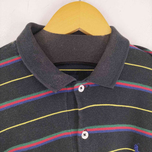 ポロバイラルフローレン Polo by RALPH LAUREN 90-00s スモールポニー刺繍 袖リブ ボーダーコットン L/S Sポロシャツ メンズ import:L