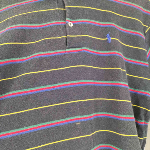 ポロバイラルフローレン Polo by RALPH LAUREN 90-00s スモールポニー刺繍 袖リブ ボーダーコットン L/S Sポロシャツ メンズ import:L