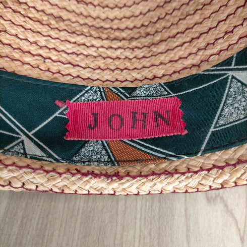 ジョン JOHN グリーンリボンストローハット メンズ