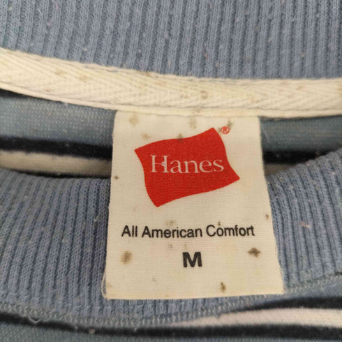 ヘインズ Hanes All American Comfort フロント刺繍 ボーダーL/S コットンカットソー BORO メンズ JPN:M