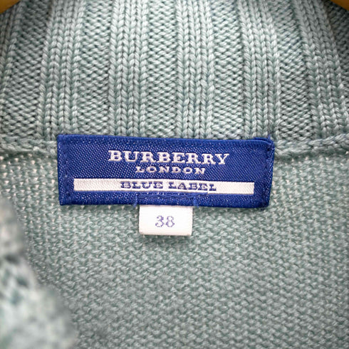 バーバリーブルーレーベル BURBERRY BLUE LABEL ロゴ刺繍ドライバーズニット レディース JPN:38