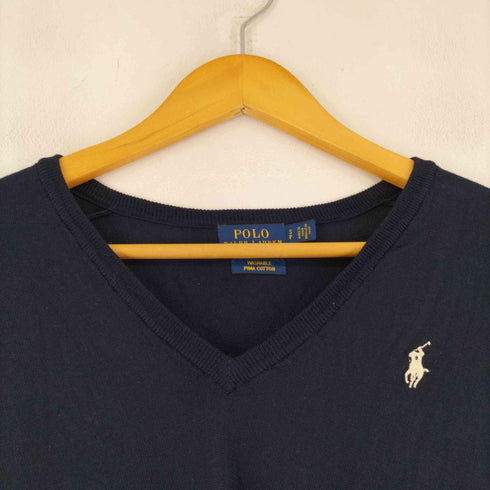 ポロラルフローレン POLO RALPH LAUREN ポニー刺繍 WASHABLE PIMA COTTON Vネックニット メンズ S