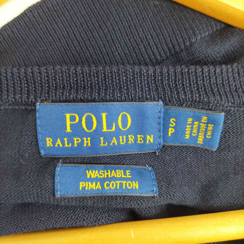 ポロラルフローレン POLO RALPH LAUREN ポニー刺繍 WASHABLE PIMA COTTON Vネックニット メンズ S