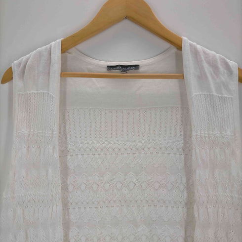 ローラアシュレイ LAURA ASHLEY カットワーク ノースリーブカーディガン レディース JPN:L