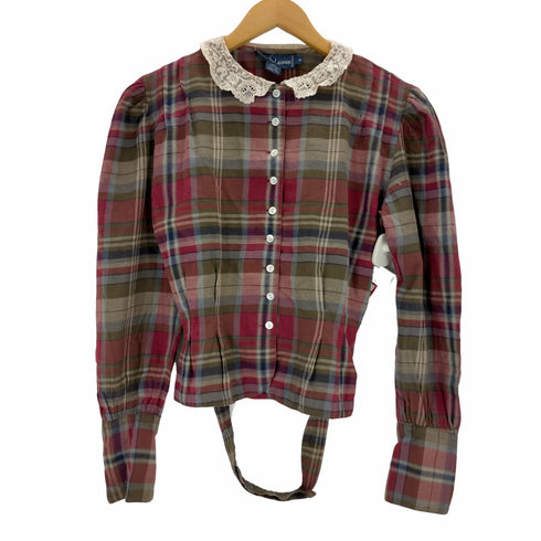 ラルフローレン RALPH LAUREN 90s フリル タータンチェックシャツ レディース 8