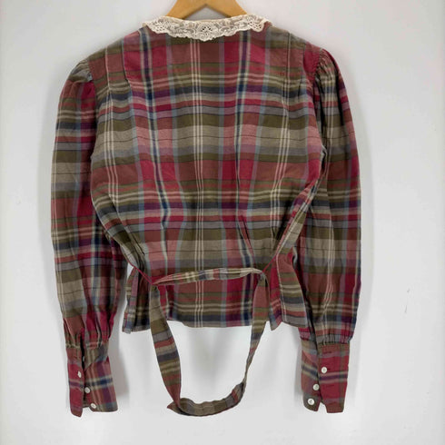 ラルフローレン RALPH LAUREN 90s フリル タータンチェックシャツ レディース 8