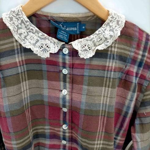 ラルフローレン RALPH LAUREN 90s フリル タータンチェックシャツ レディース 8