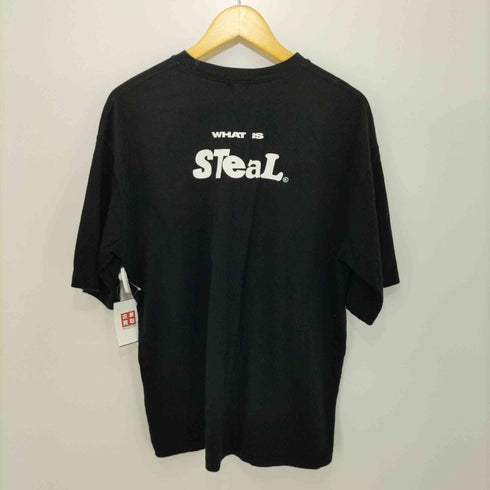steal meaning black original t shirt フロントロゴ半袖tシャツ メンズ FREE