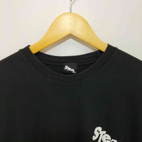 steal meaning black original t shirt フロントロゴ半袖tシャツ メンズ FREE