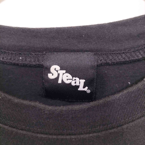 steal meaning black original t shirt フロントロゴ半袖tシャツ メンズ FREE