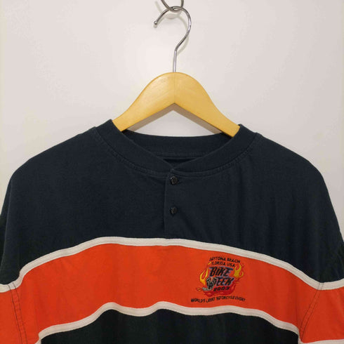 ハーレーダヴィットソン HARLEY DAVIDSON 00s biker design ヘンリーネックオーバーサイズtシャツ メンズ 2x