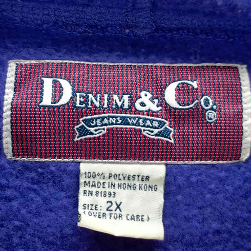 デニムアンドコー Denim&Co 両フラップ プルオーバーフリース メンズ 2X