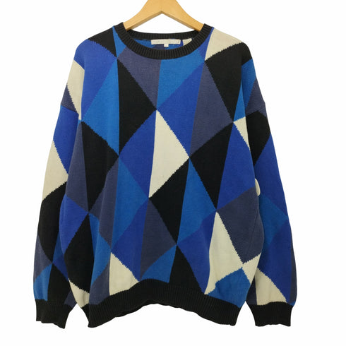 ペリーエリス PERRY ELLIS 00s 香港製 幾何学模様コットンニット メンズ import:L