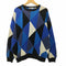 ペリーエリス PERRY ELLIS 00s 香港製 幾何学模様コットンニット メンズ import:L