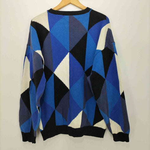 ペリーエリス PERRY ELLIS 00s 香港製 幾何学模様コットンニット メンズ import:L