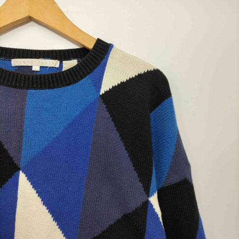ペリーエリス PERRY ELLIS 00s 香港製 幾何学模様コットンニット メンズ import:L