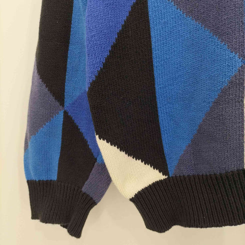 ペリーエリス PERRY ELLIS 00s 香港製 幾何学模様コットンニット メンズ import:L