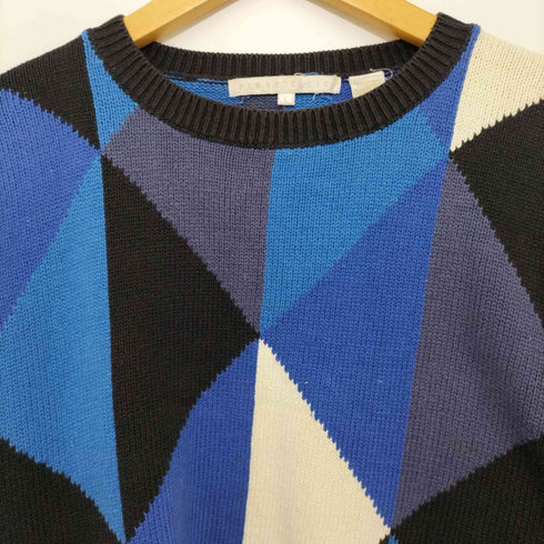 ペリーエリス PERRY ELLIS 00s 香港製 幾何学模様コットンニット メンズ import:L